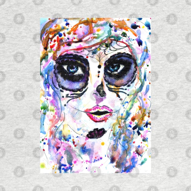 Sugarskull girl painting by AnnArtshock